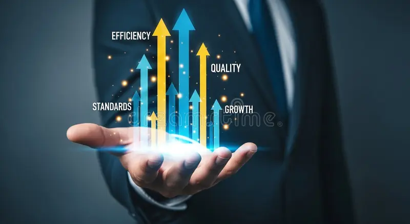 Business growth arrows showing efficiency, quality, and standards representing Cyber Aliens best company for educational institutes in Auckland New Zealand.